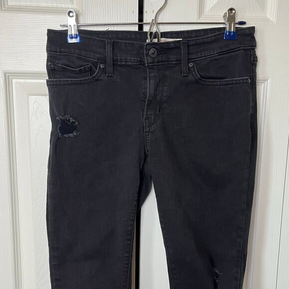 Levi's 711 Skinny Jeans Black 28 Distressed Ripped Knee - Picture 8 of 11